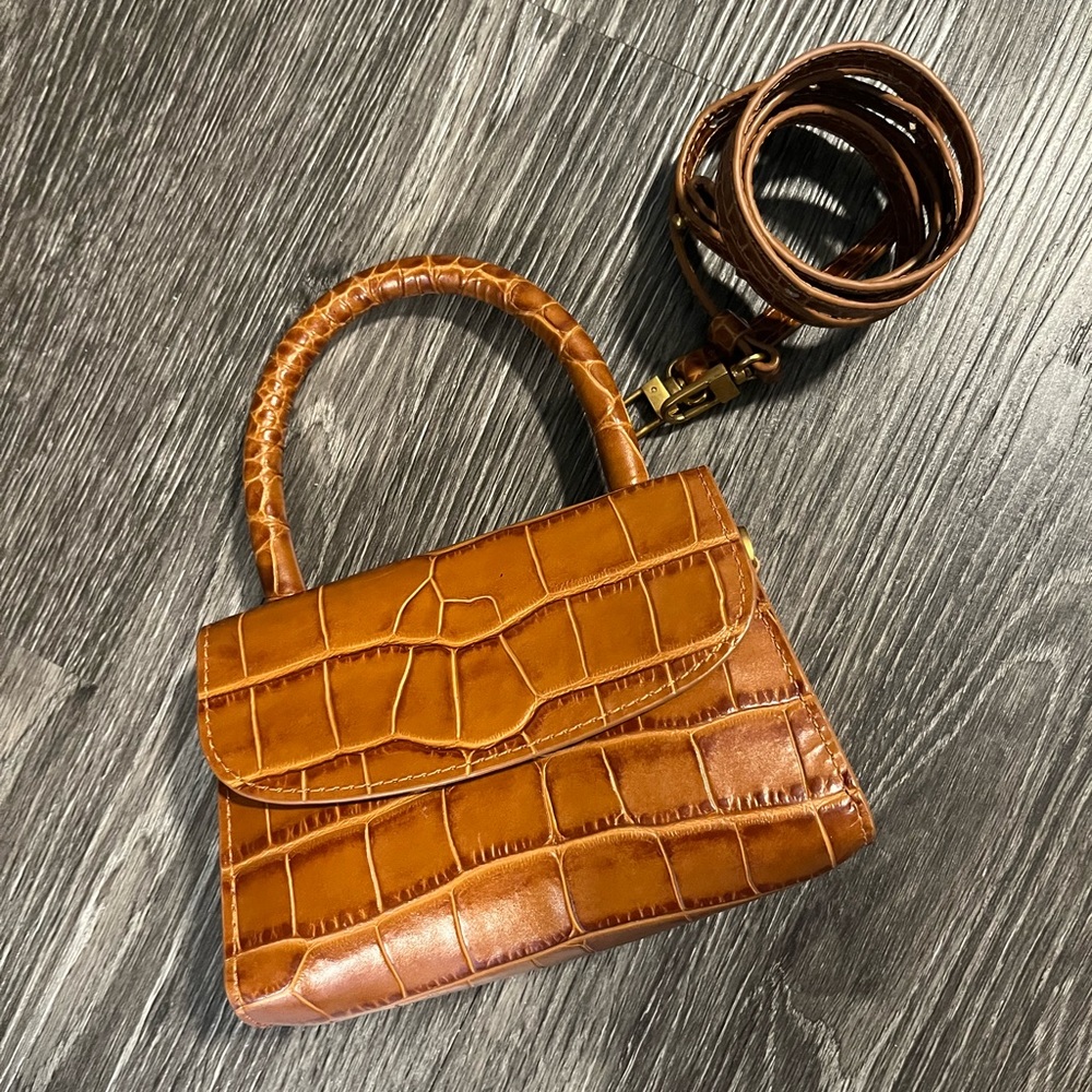 BY FAR mini embossed shoulder bag